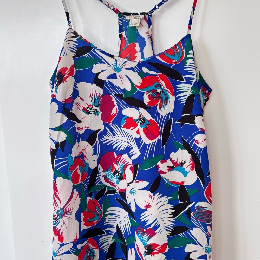 J. Crew| Tropical Blue, White, Red Floral Camisole Sz 0